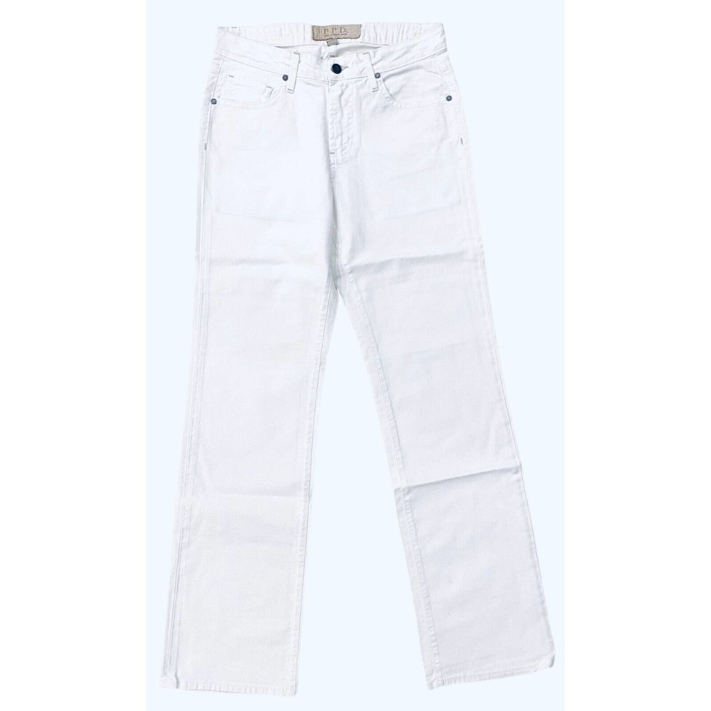 Paige Men's JRG Straight Leg Relaxed Fit Stretch Premium Denim Jeans in White - Picture 2 of 8